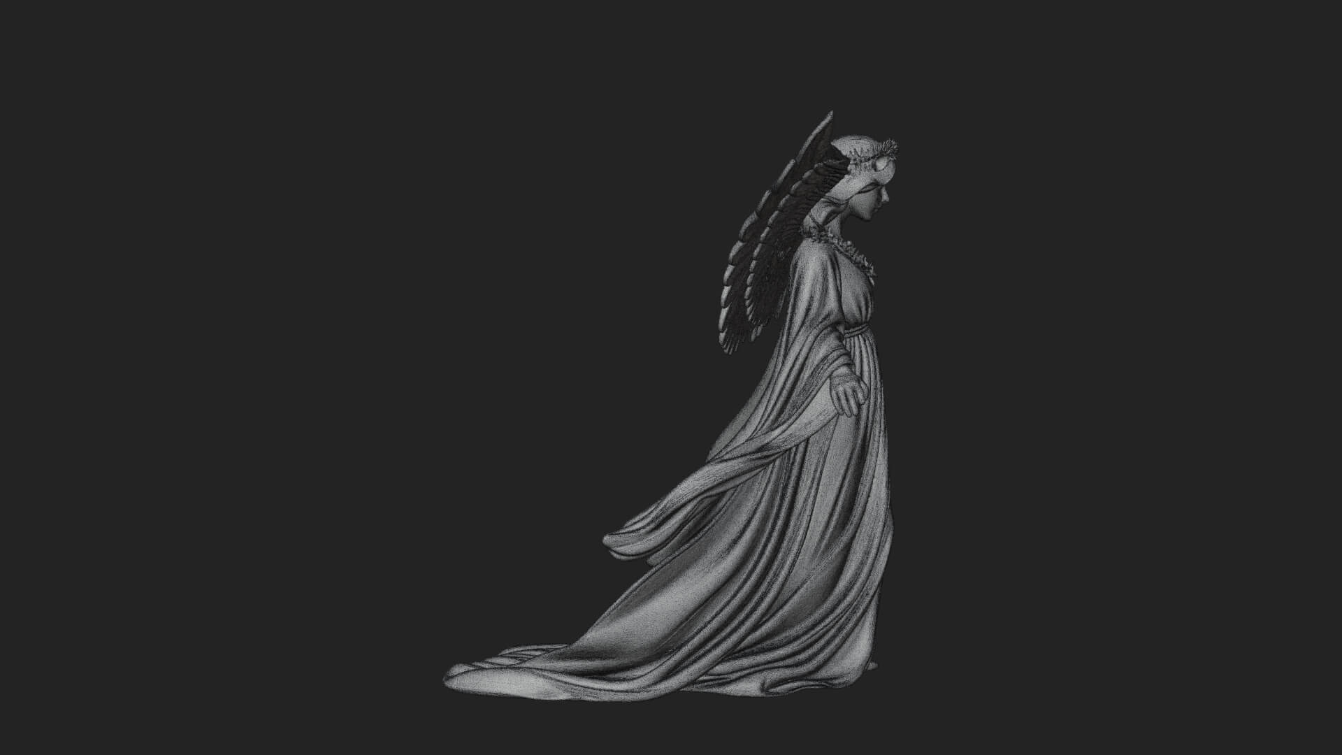 Winged Angel Woman Statue Design 13 3D Print Model 3D Model