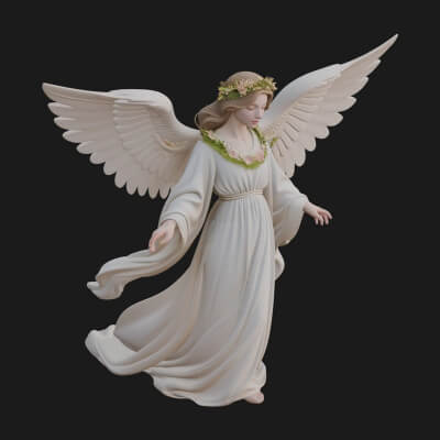 Winged Angel Woman Statue Design 13 3D Print Model