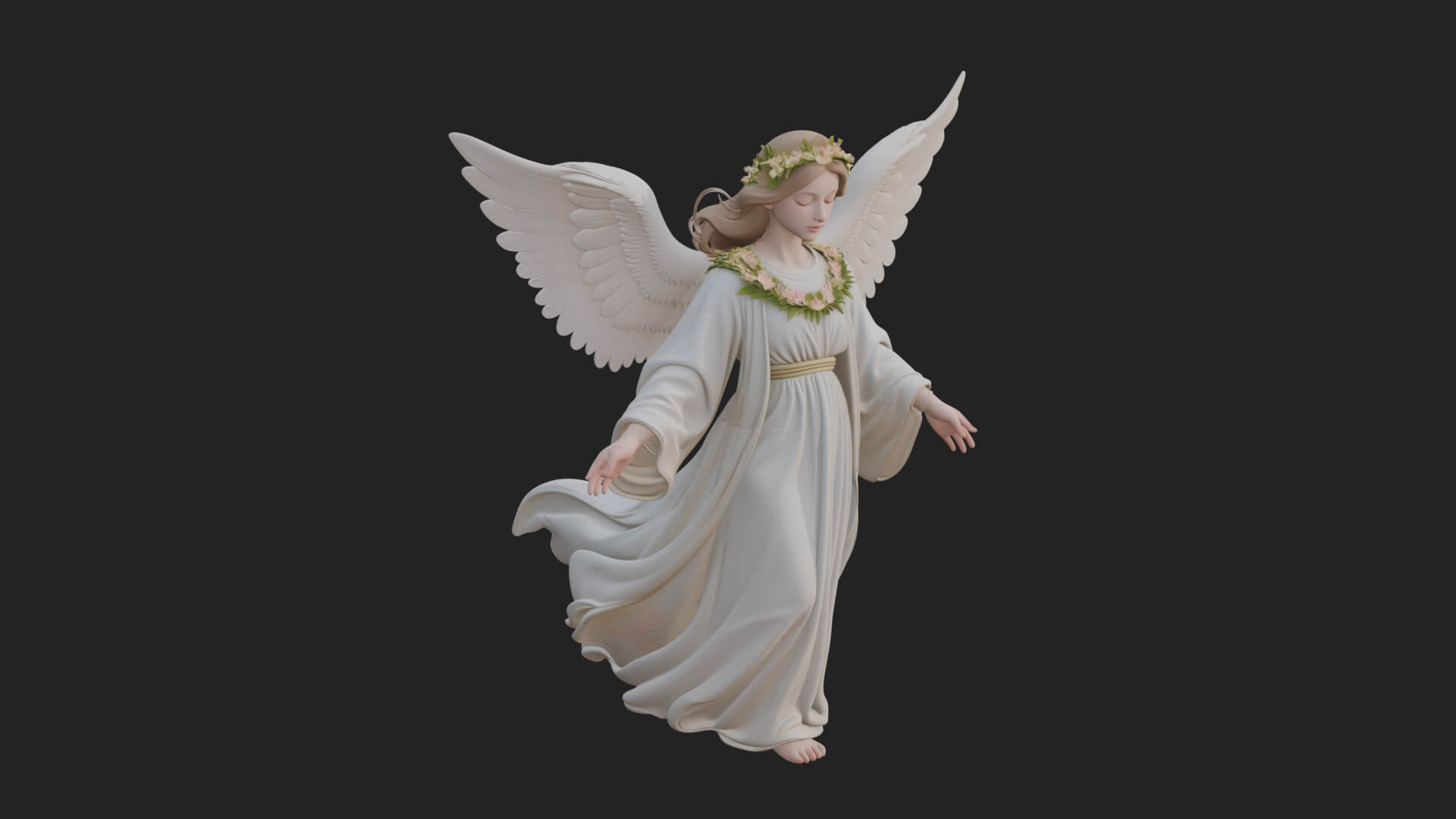 Winged Angel Woman Statue Design 14 3D Print Model 3D Model