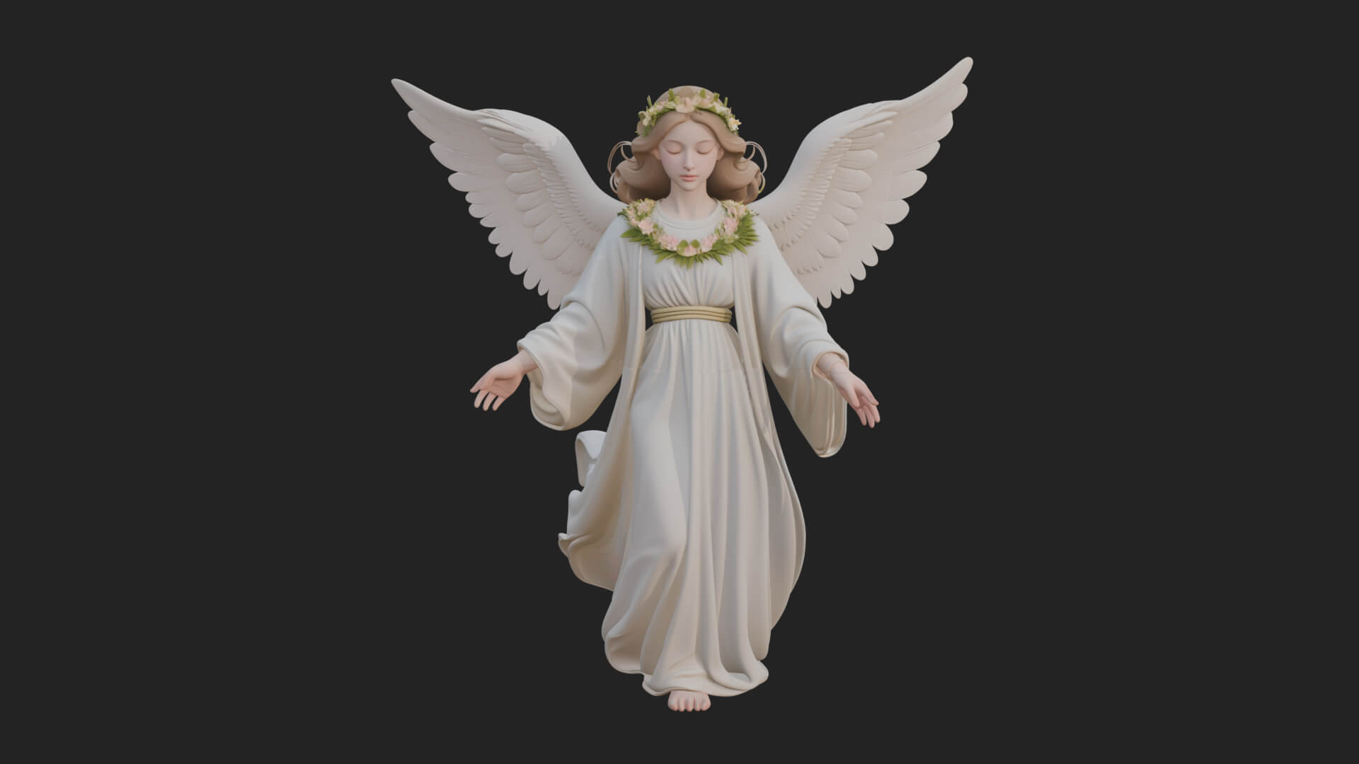 Winged Angel Woman Statue Design 14 3D Print Model 3D Model