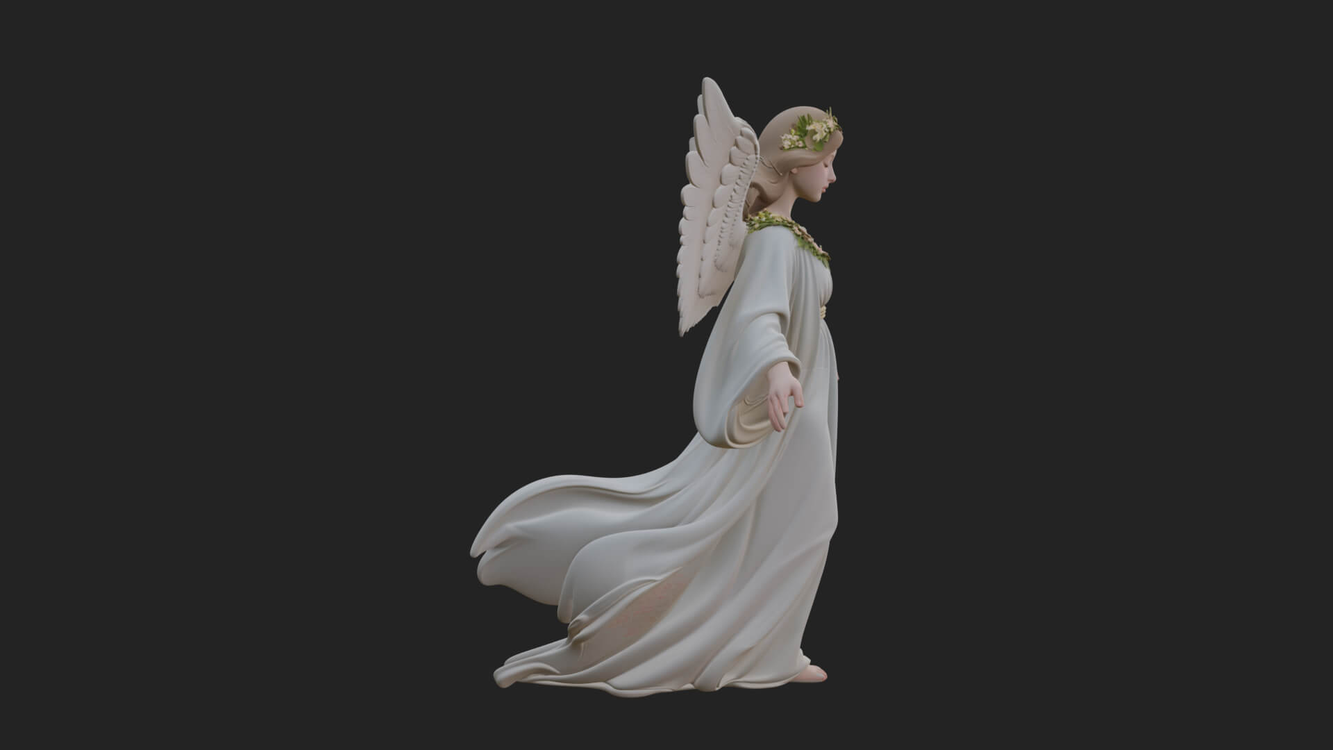 Winged Angel Woman Statue Design 14 3D Print Model 3D Model
