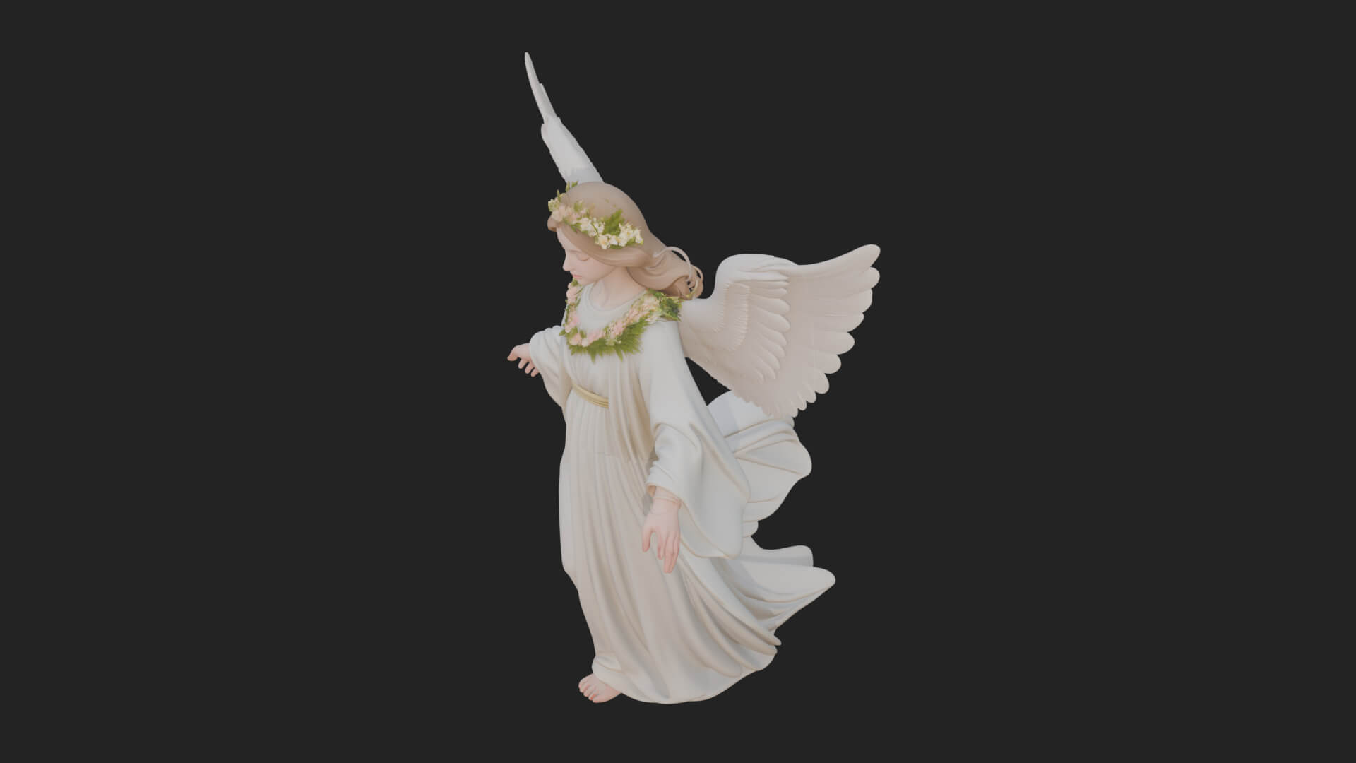 Winged Angel Woman Statue Design 14 3D Print Model 3D Model