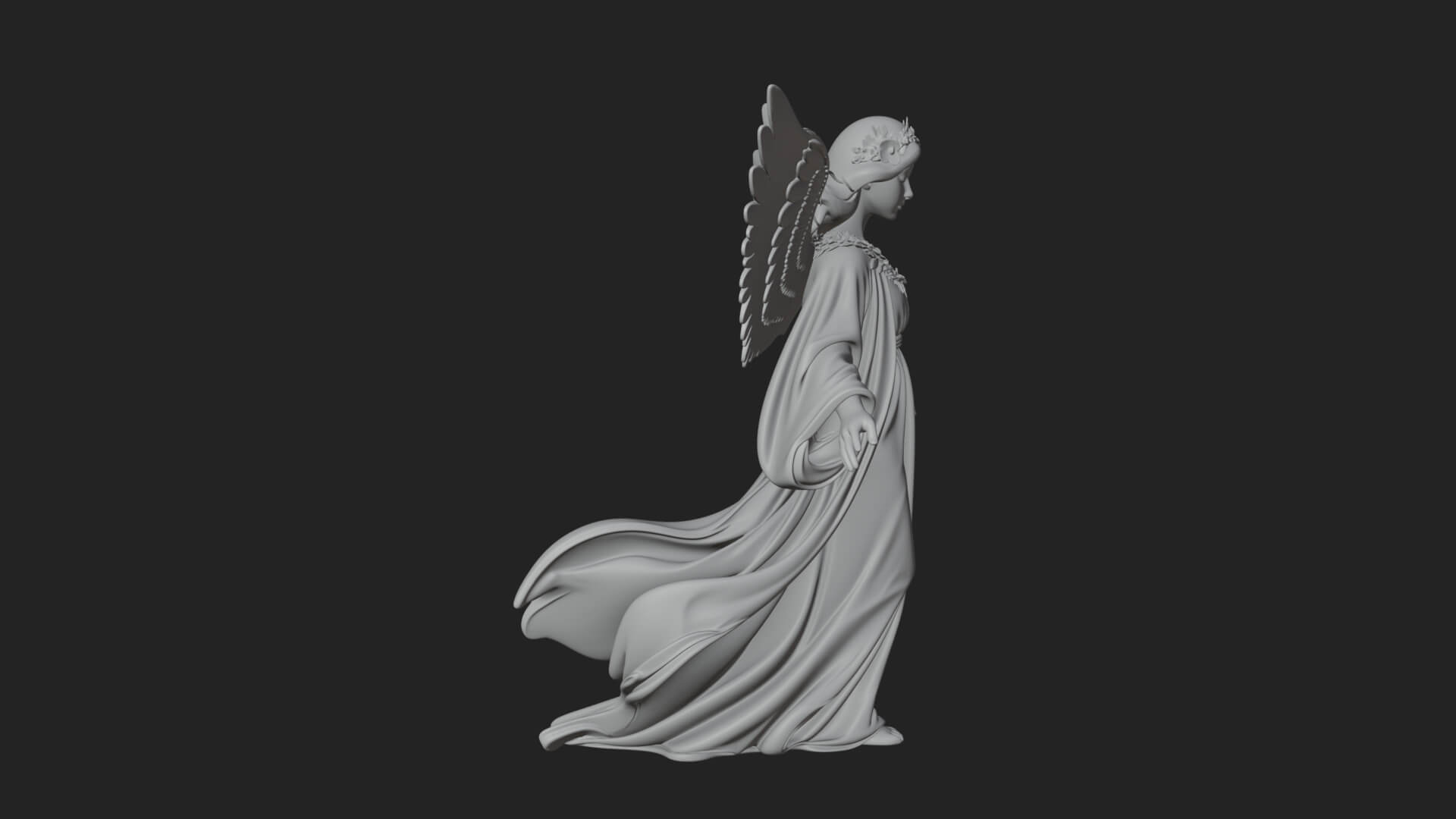 Winged Angel Woman Statue Design 14 3D Print Model 3D Model