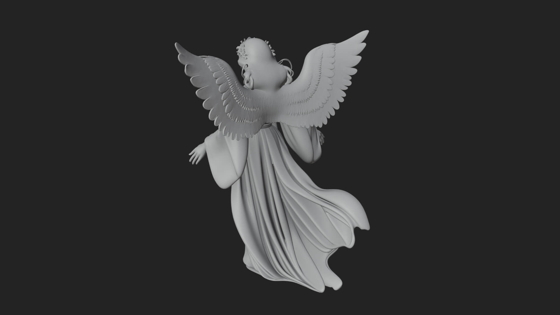 Winged Angel Woman Statue Design 14 3D Print Model 3D Model