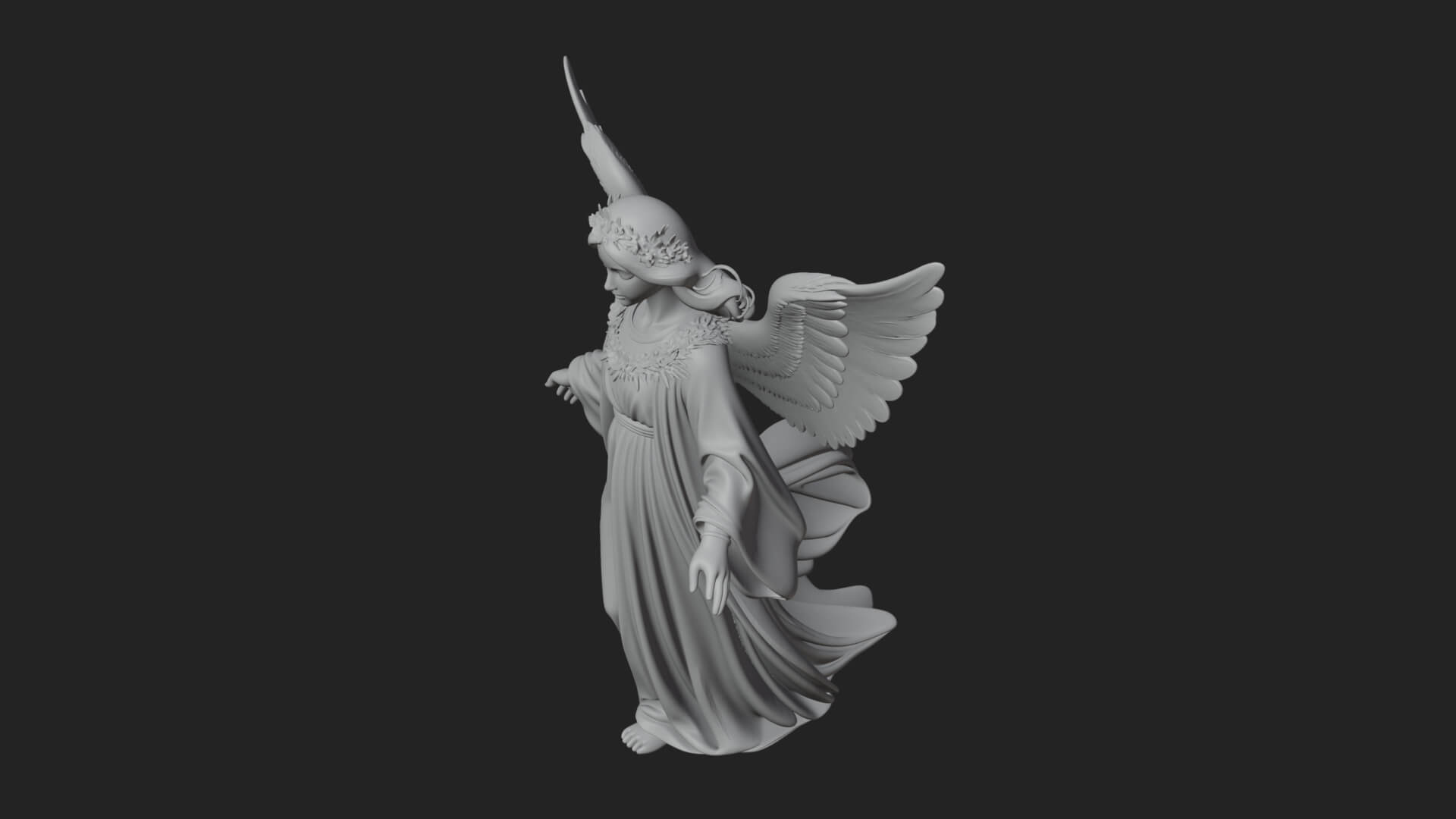 Winged Angel Woman Statue Design 14 3D Print Model 3D Model