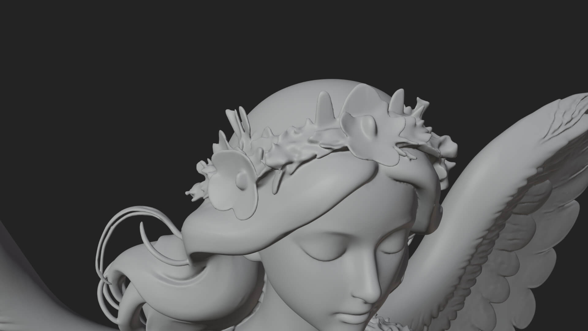 Winged Angel Woman Statue Design 14 3D Print Model 3D Model