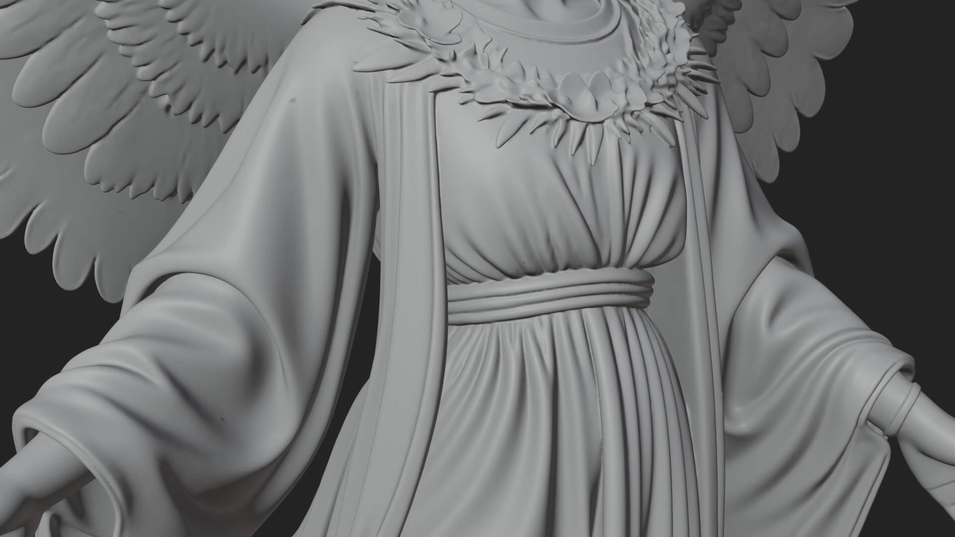 Winged Angel Woman Statue Design 14 3D Print Model 3D Model