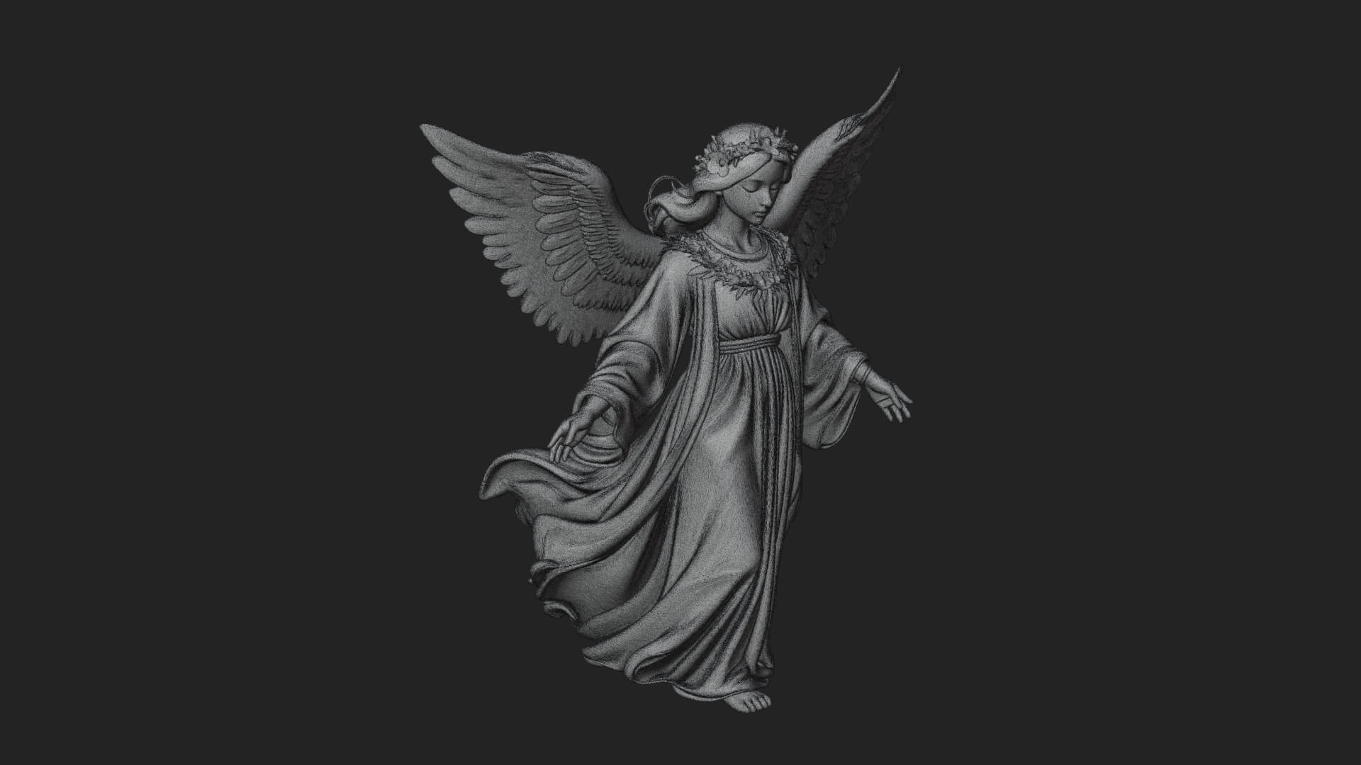 Winged Angel Woman Statue Design 14 3D Print Model 3D Model
