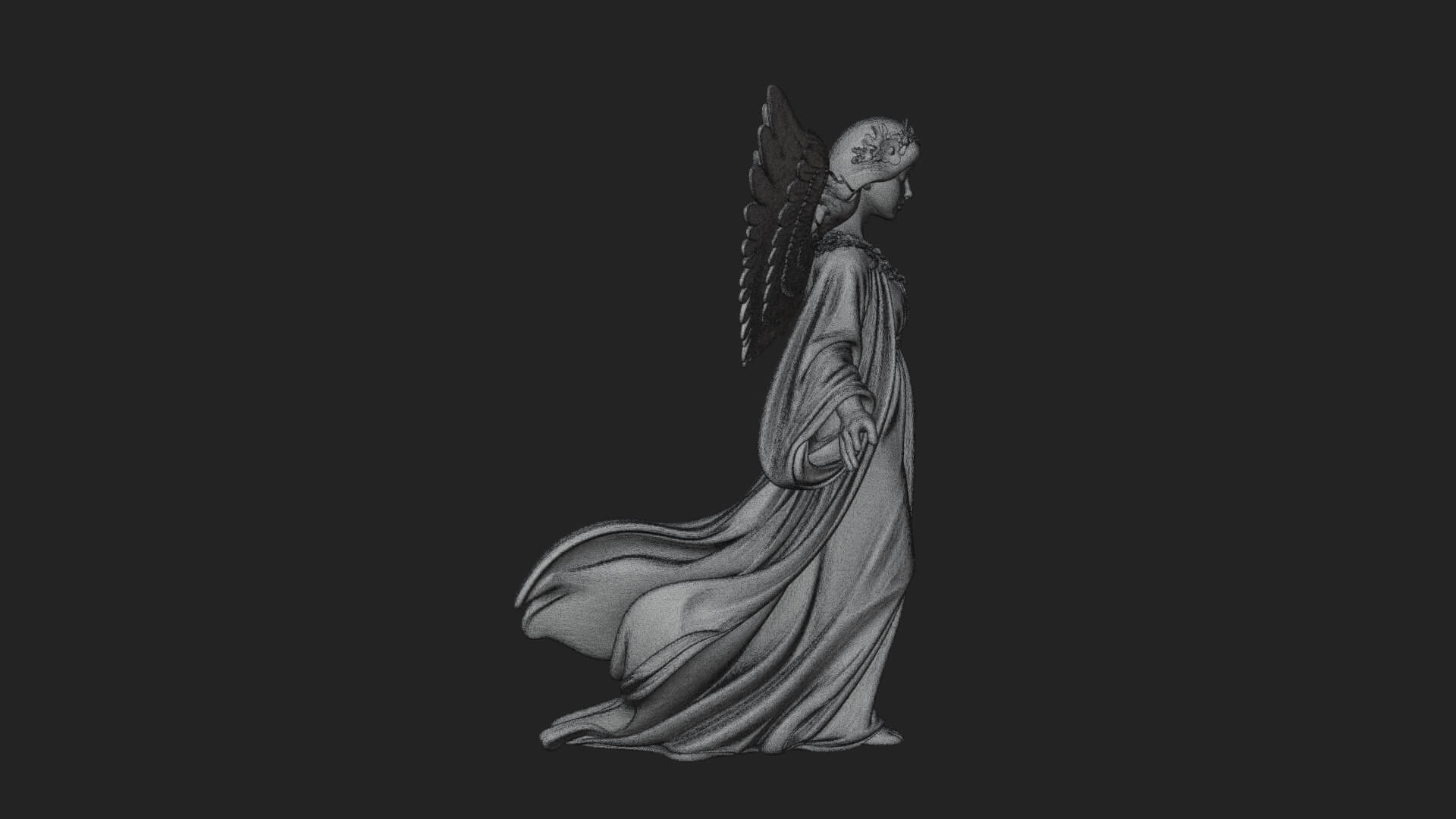 Winged Angel Woman Statue Design 14 3D Print Model 3D Model
