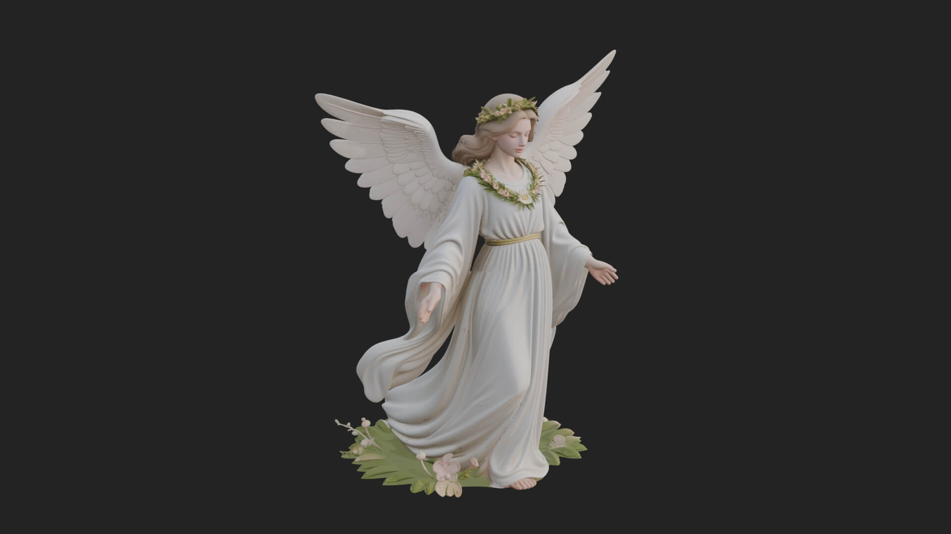 Winged Angel Woman Statue Design 15 3D Print Model 3D Model