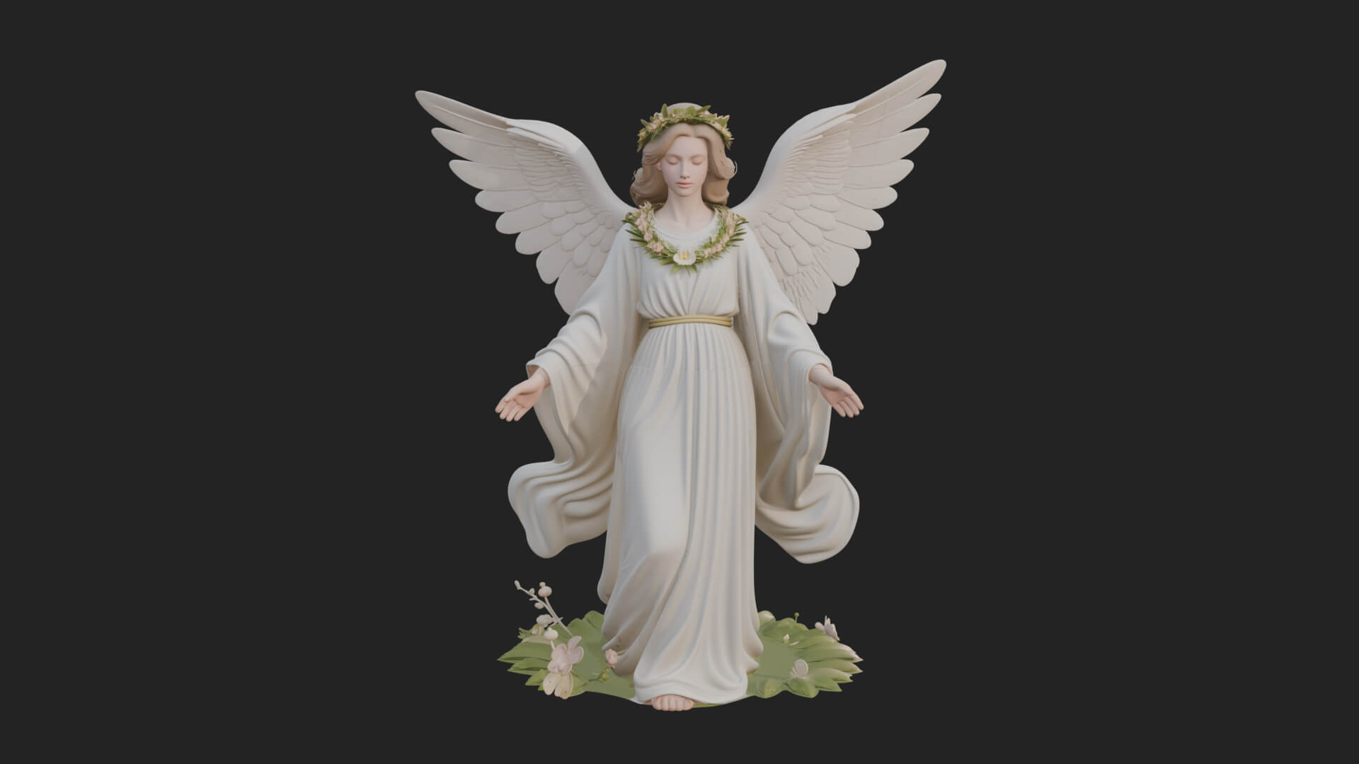 Winged Angel Woman Statue Design 15 3D Print Model 3D Model