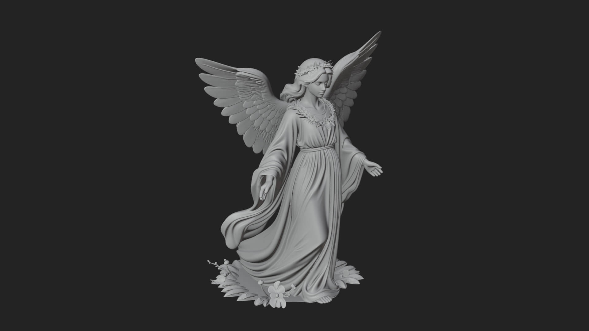 Winged Angel Woman Statue Design 15 3D Print Model 3D Model