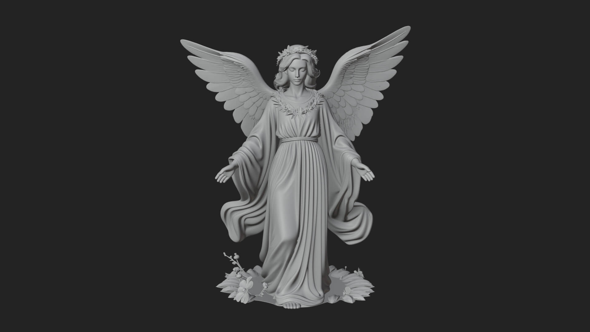 Winged Angel Woman Statue Design 15 3D Print Model 3D Model