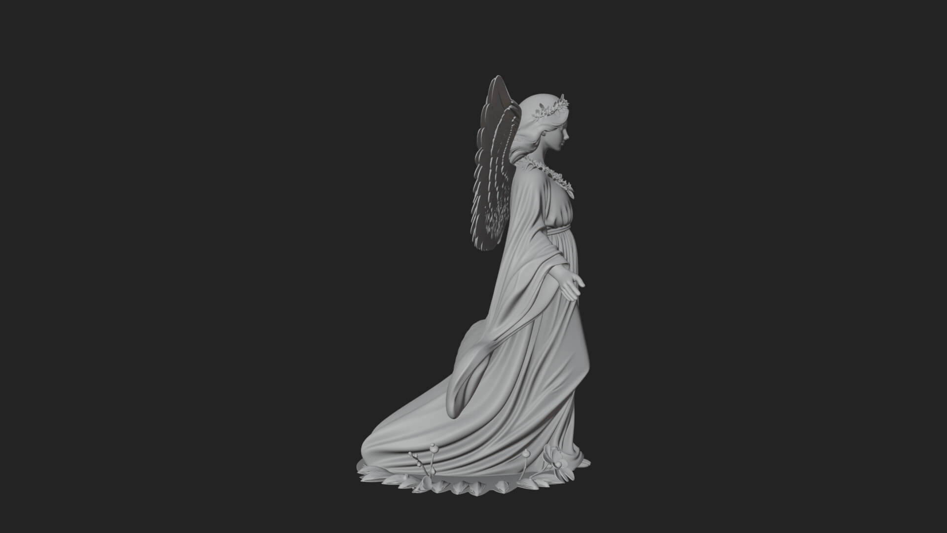 Winged Angel Woman Statue Design 15 3D Print Model 3D Model