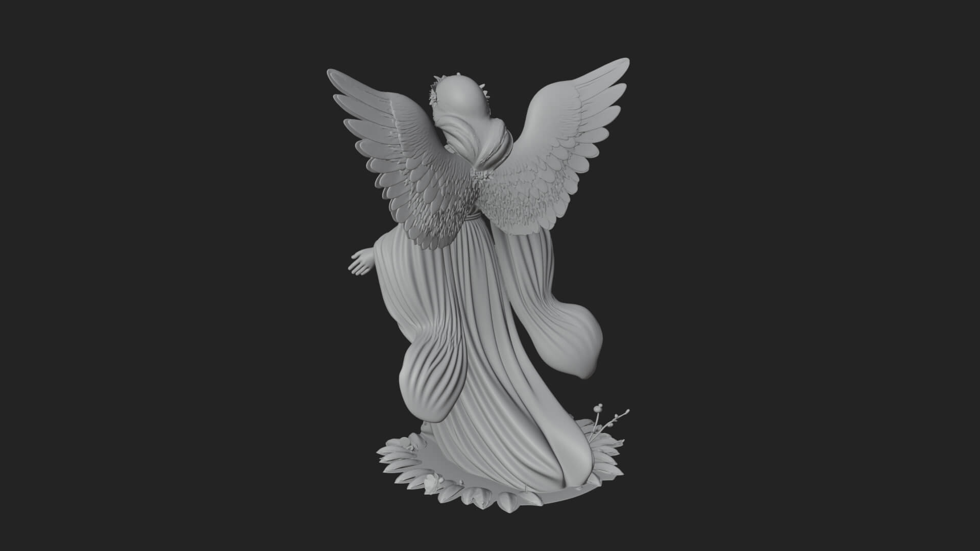 Winged Angel Woman Statue Design 15 3D Print Model 3D Model