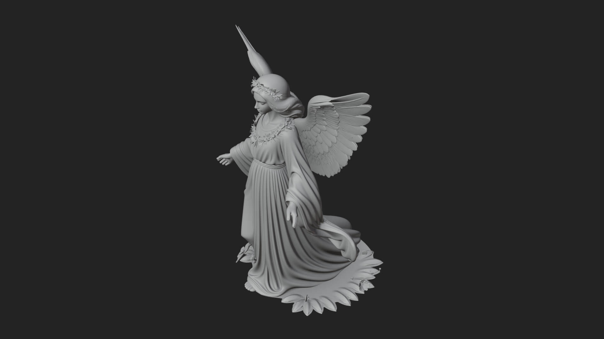 Winged Angel Woman Statue Design 15 3D Print Model 3D Model