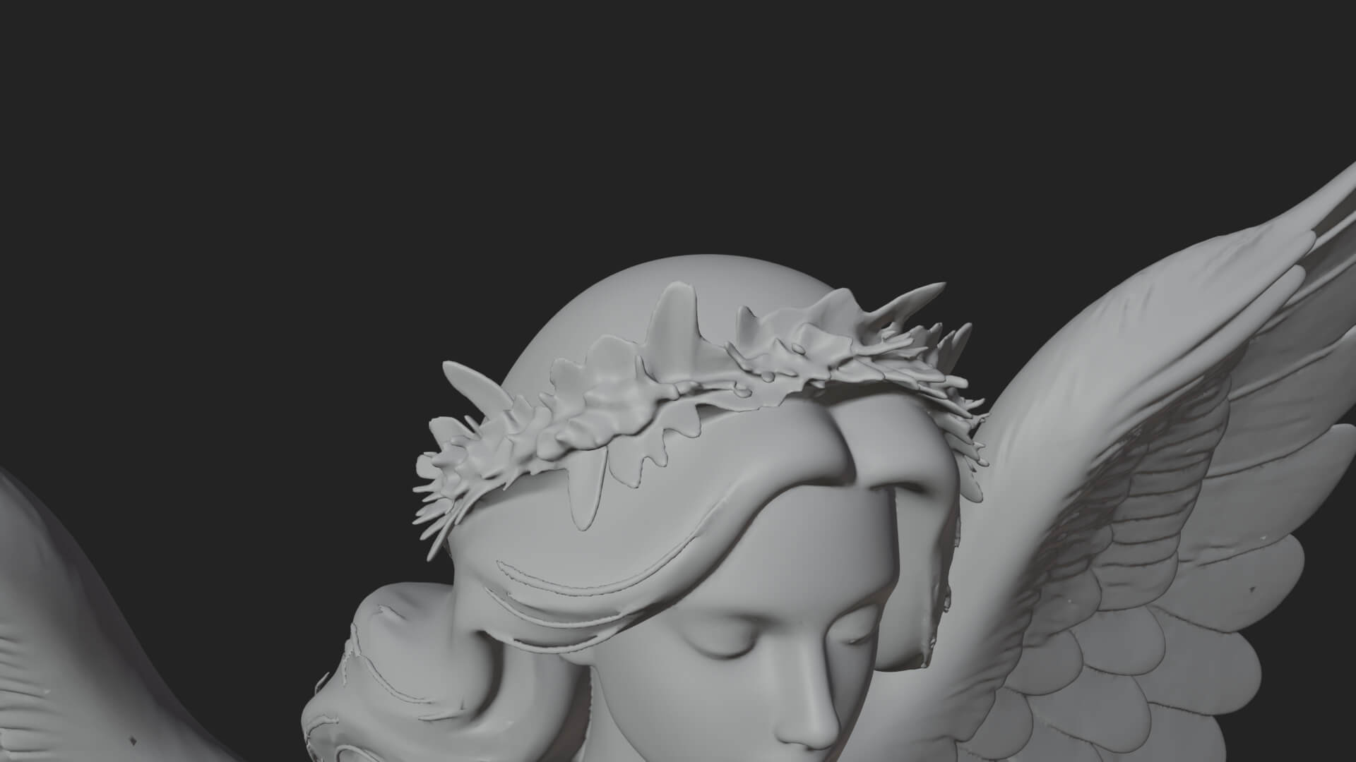 Winged Angel Woman Statue Design 15 3D Print Model 3D Model