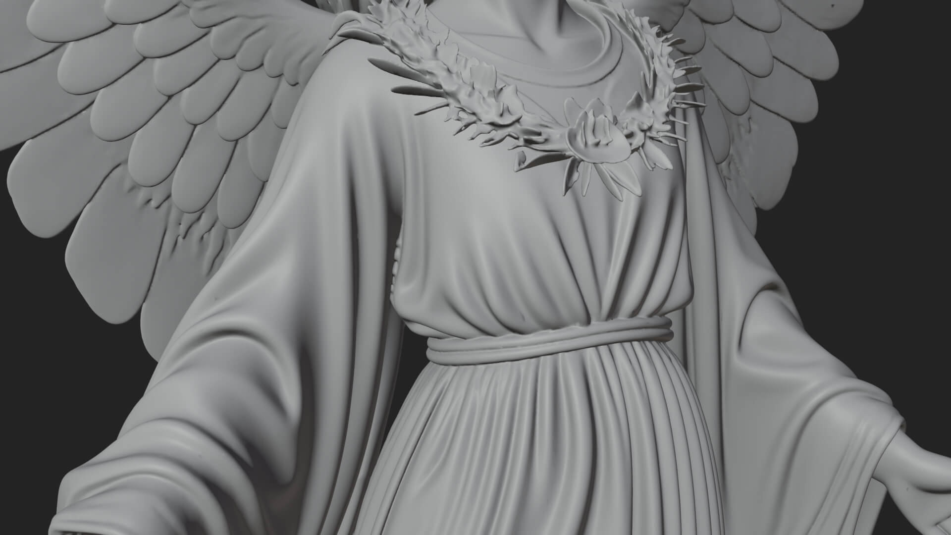 Winged Angel Woman Statue Design 15 3D Print Model 3D Model
