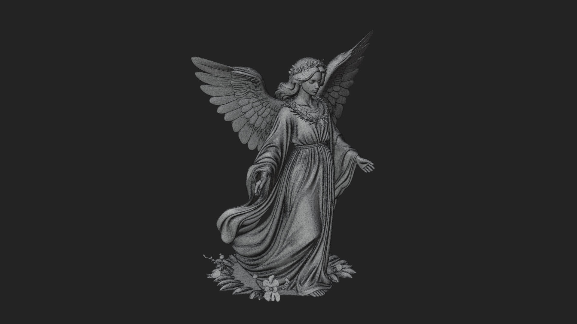 Winged Angel Woman Statue Design 15 3D Print Model 3D Model