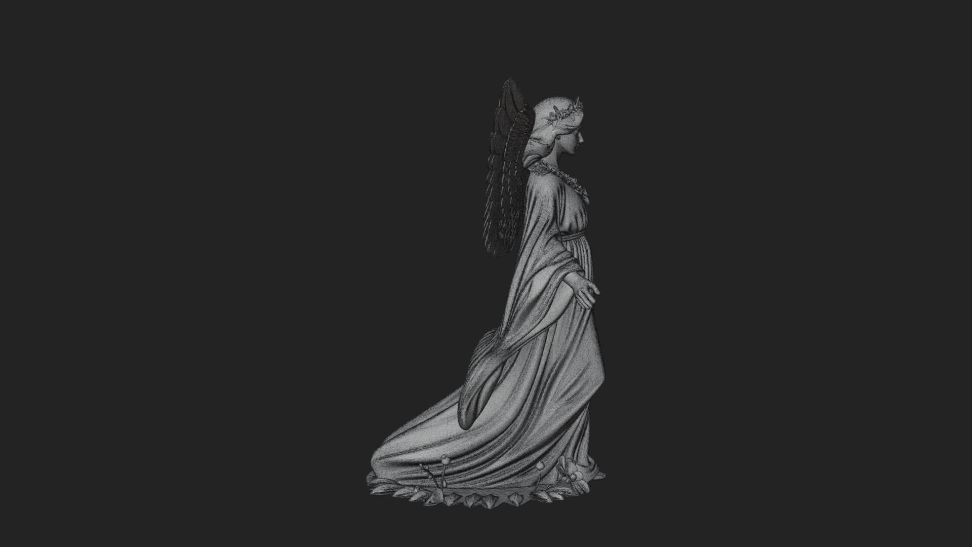 Winged Angel Woman Statue Design 15 3D Print Model 3D Model