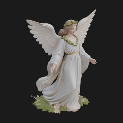 Winged Angel Woman Statue Design 15 3D Print Model