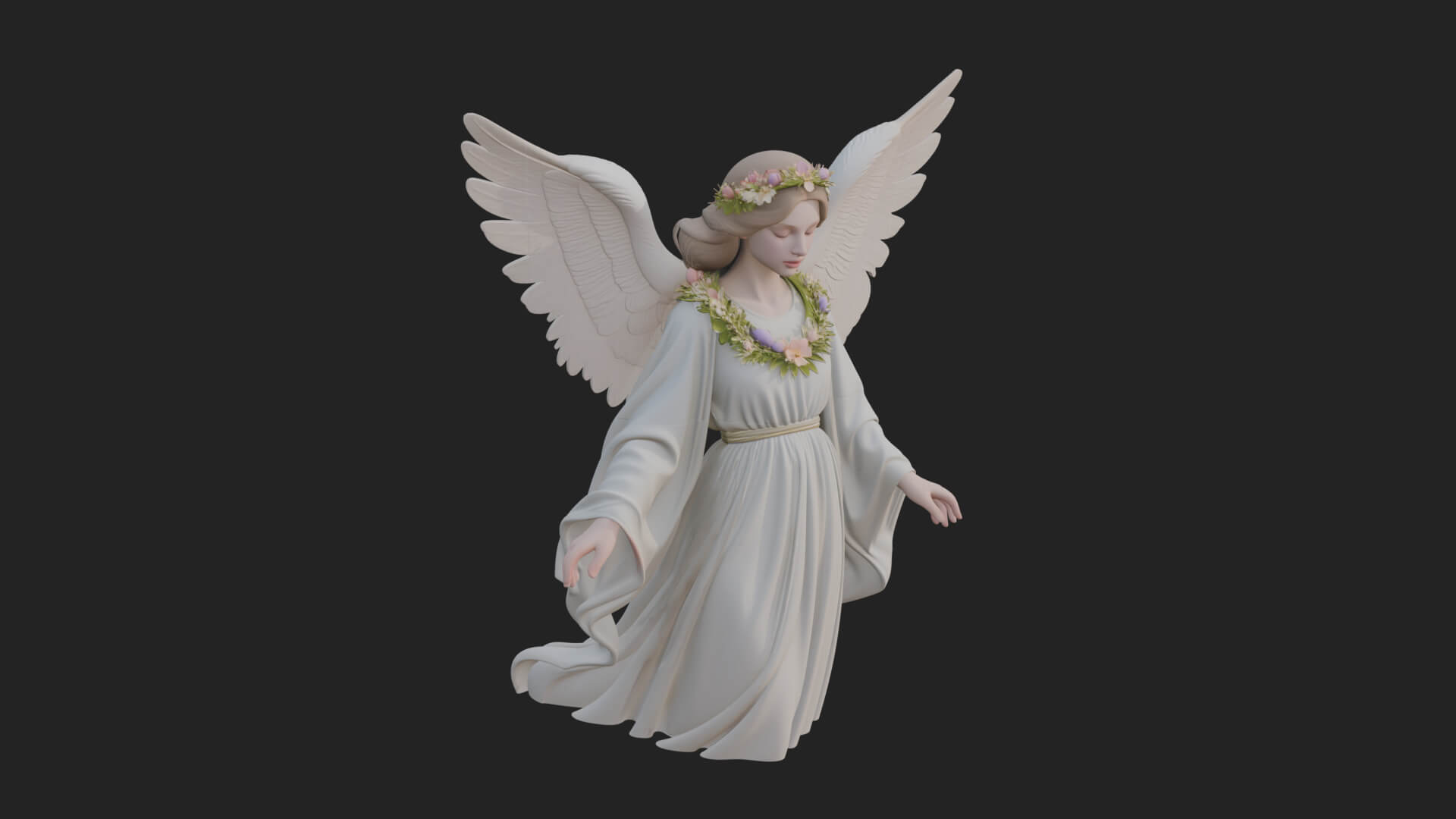 Winged Angel Woman Statue Design 16 3D Print Model 3D Model