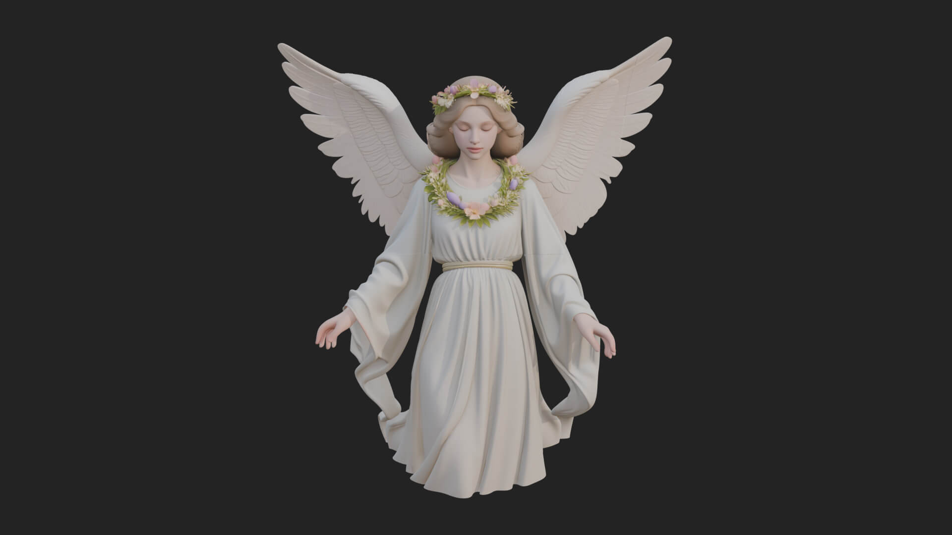 Winged Angel Woman Statue Design 16 3D Print Model 3D Model