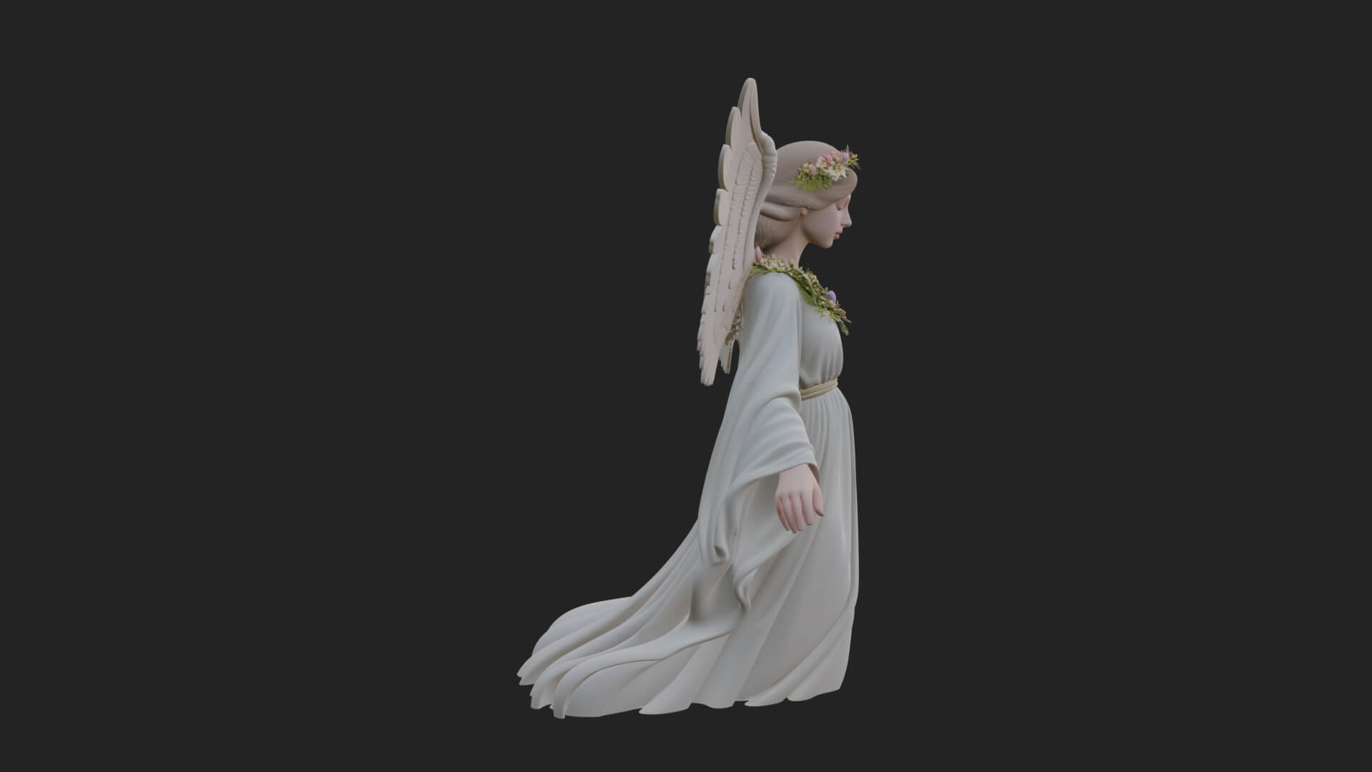 Winged Angel Woman Statue Design 16 3D Print Model 3D Model