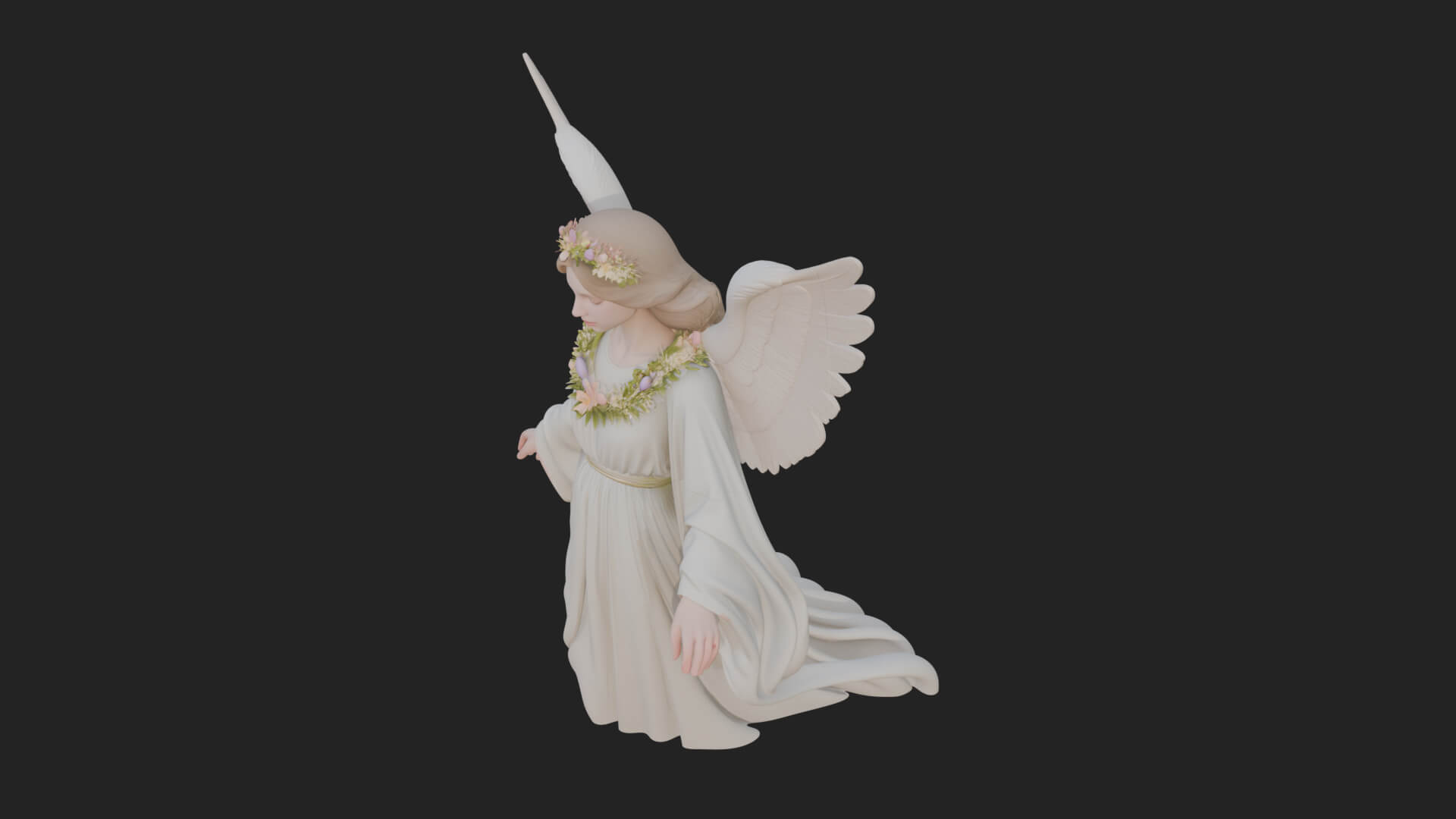 Winged Angel Woman Statue Design 16 3D Print Model 3D Model