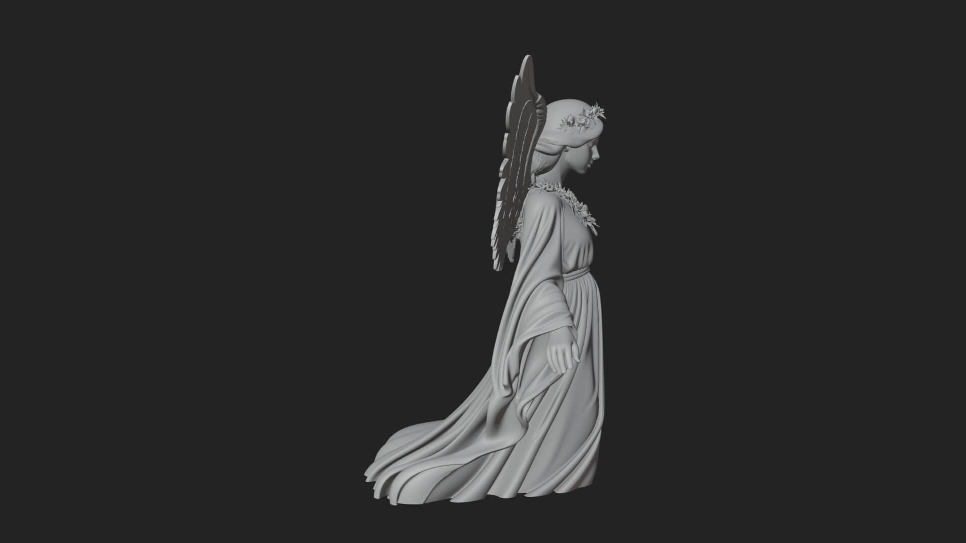Winged Angel Woman Statue Design 16 3D Print Model 3D Model