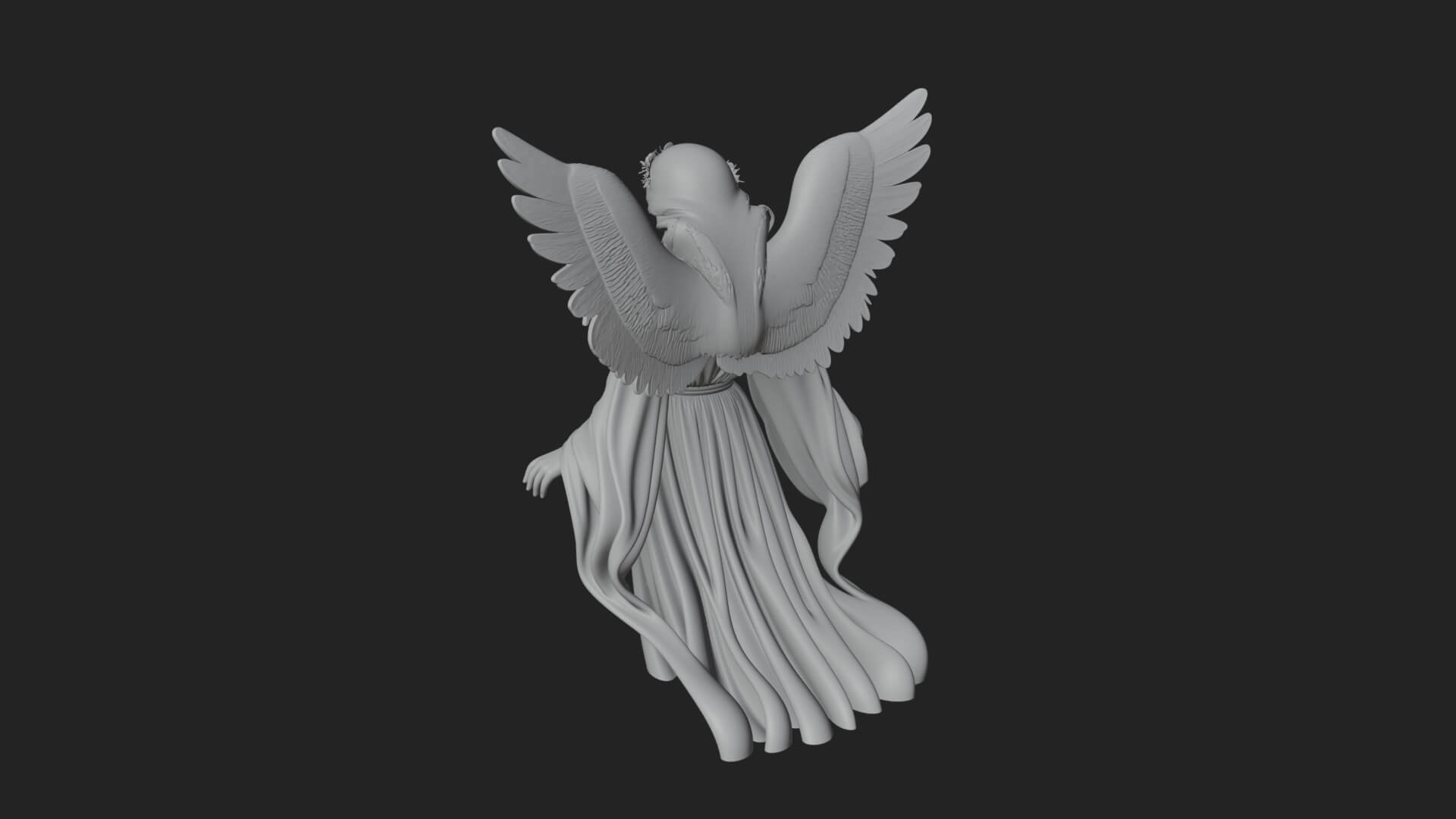 Winged Angel Woman Statue Design 16 3D Print Model 3D Model