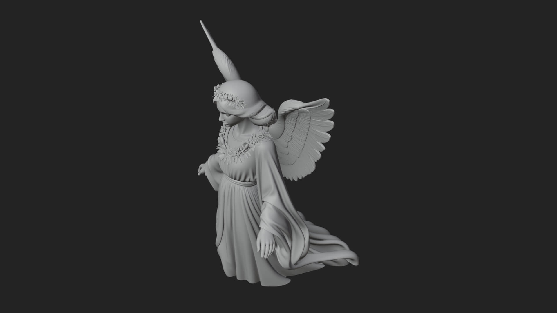 Winged Angel Woman Statue Design 16 3D Print Model 3D Model