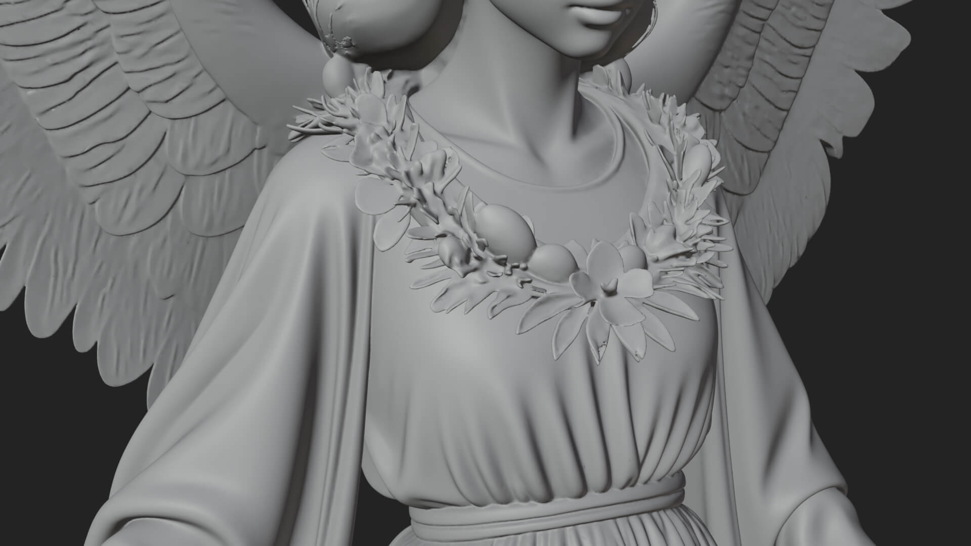 Winged Angel Woman Statue Design 16 3D Print Model 3D Model