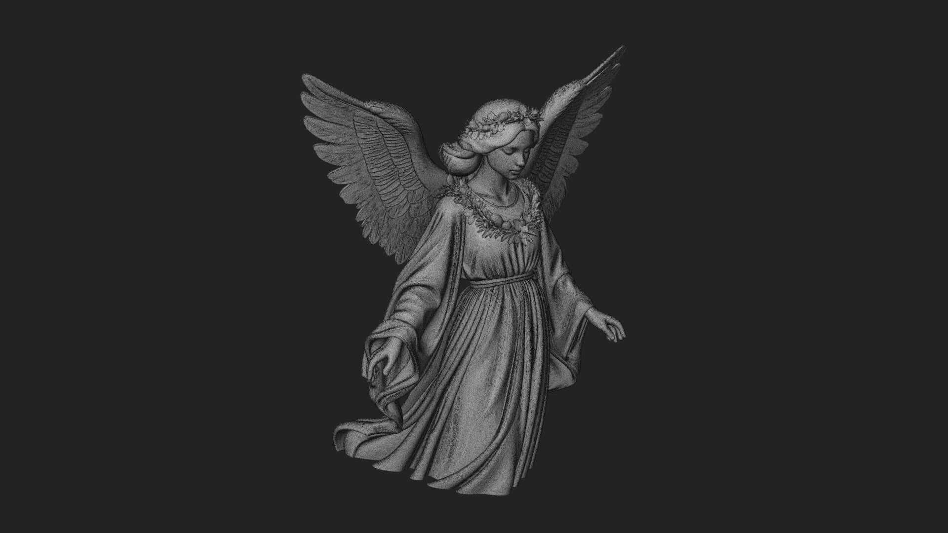 Winged Angel Woman Statue Design 16 3D Print Model 3D Model