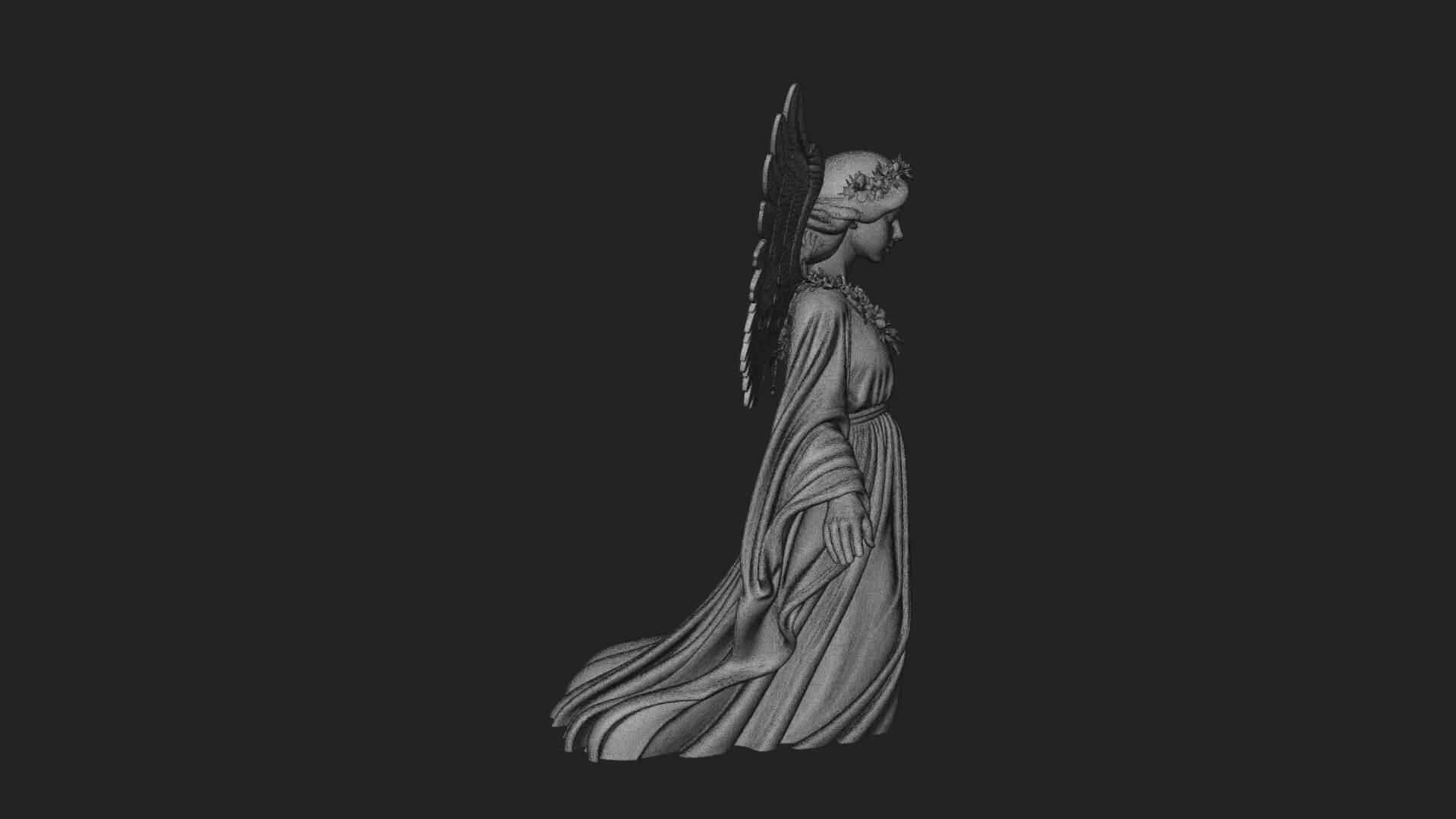 Winged Angel Woman Statue Design 16 3D Print Model 3D Model