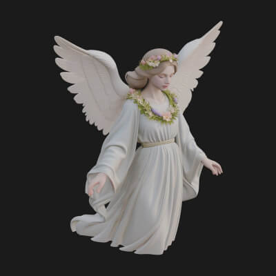 Winged Angel Woman Statue Design 16 3D Print Model