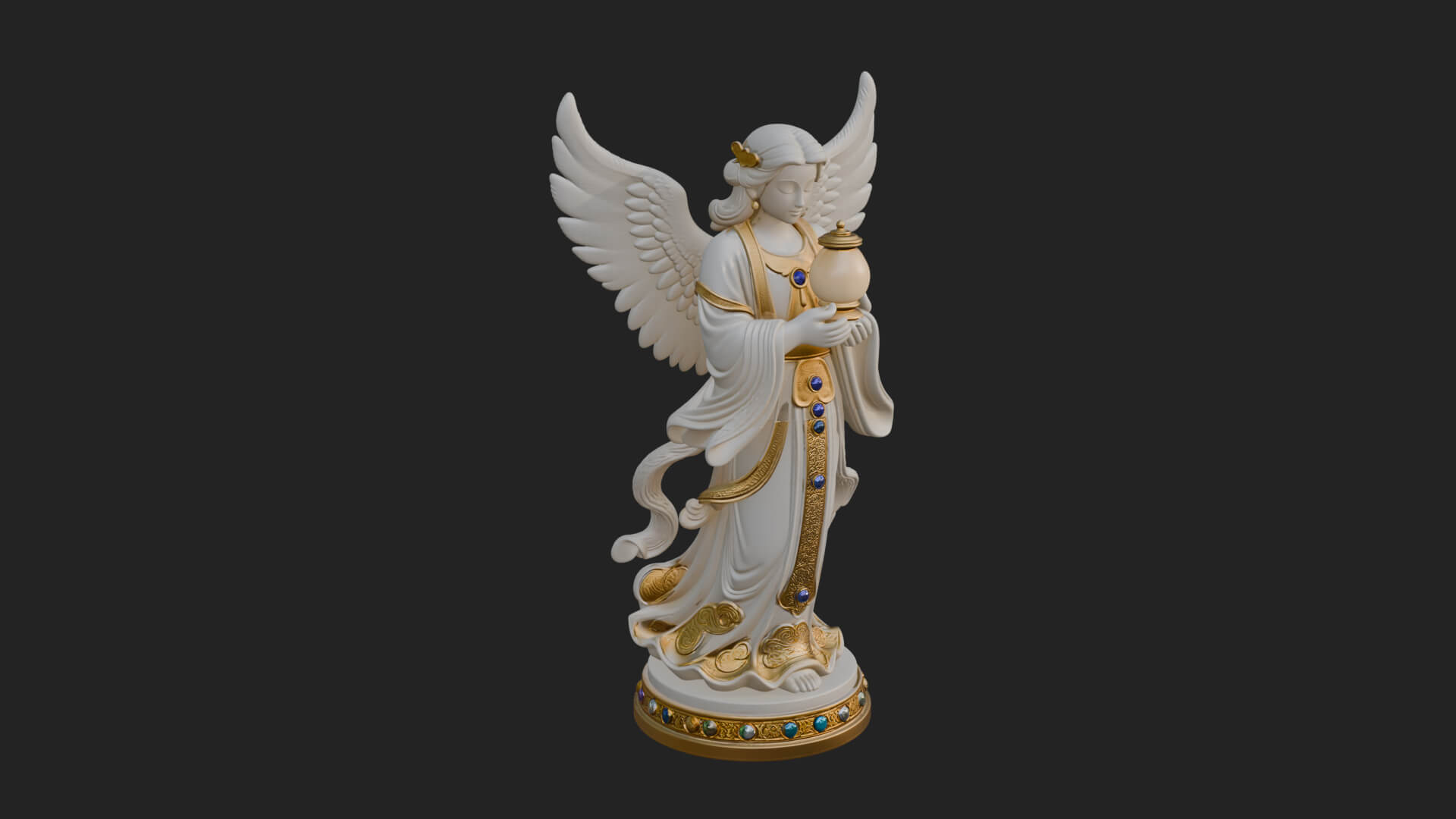 Winged Angel Woman Statue Design 17 3D Print Model 3D Model