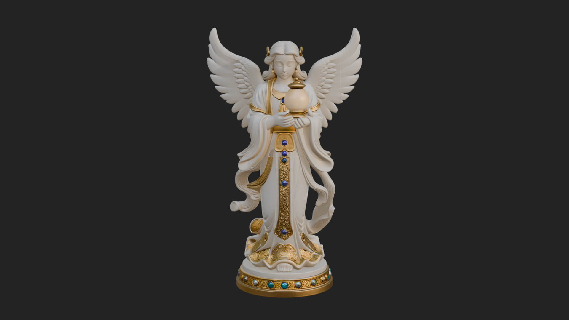 Winged Angel Woman Statue Design 17 3D Print Model 3D Model