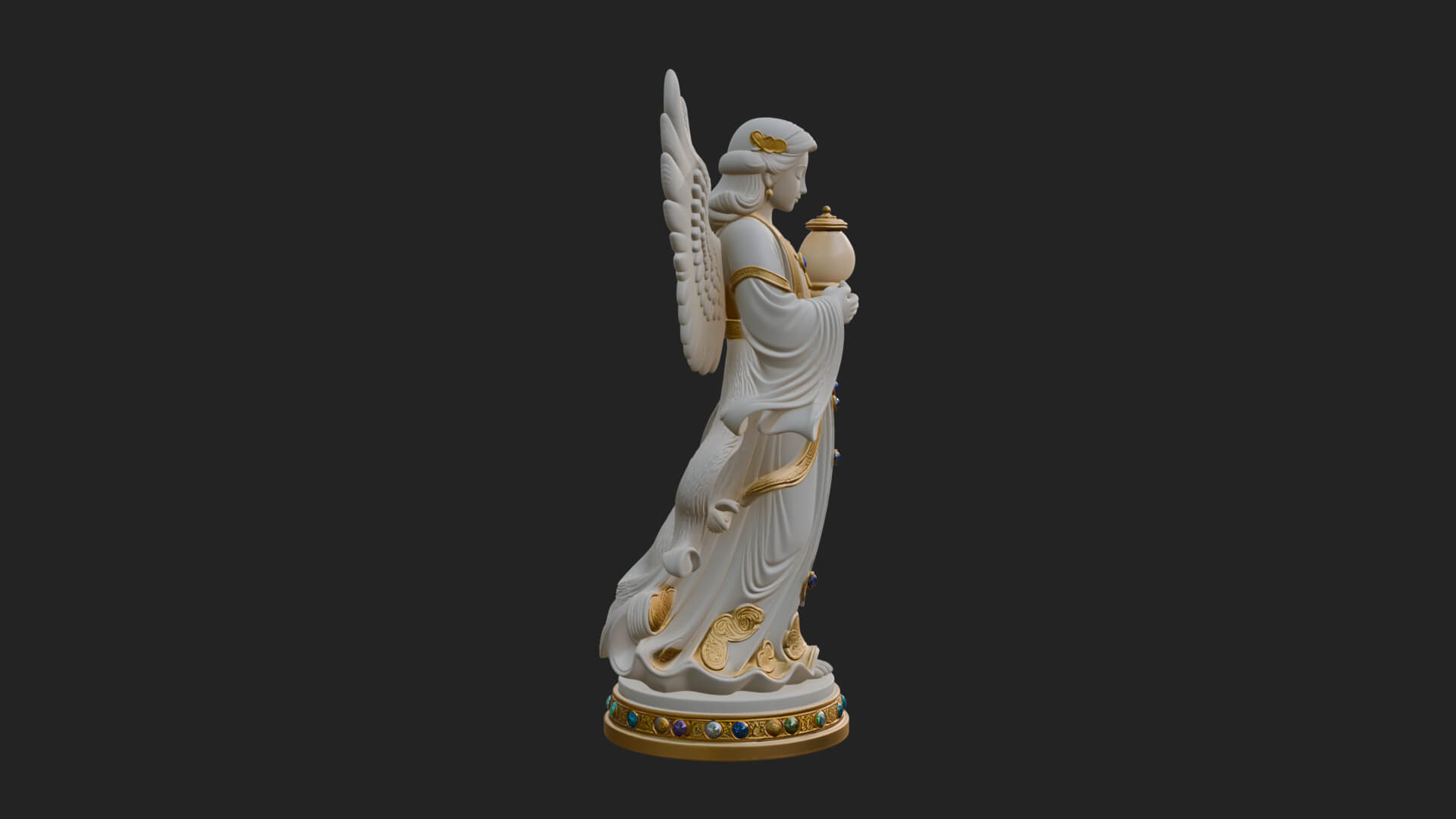 Winged Angel Woman Statue Design 17 3D Print Model 3D Model