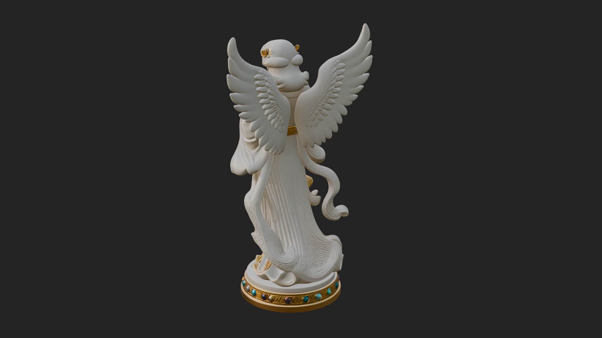 Winged Angel Woman Statue Design 17 3D Print Model 3D Model