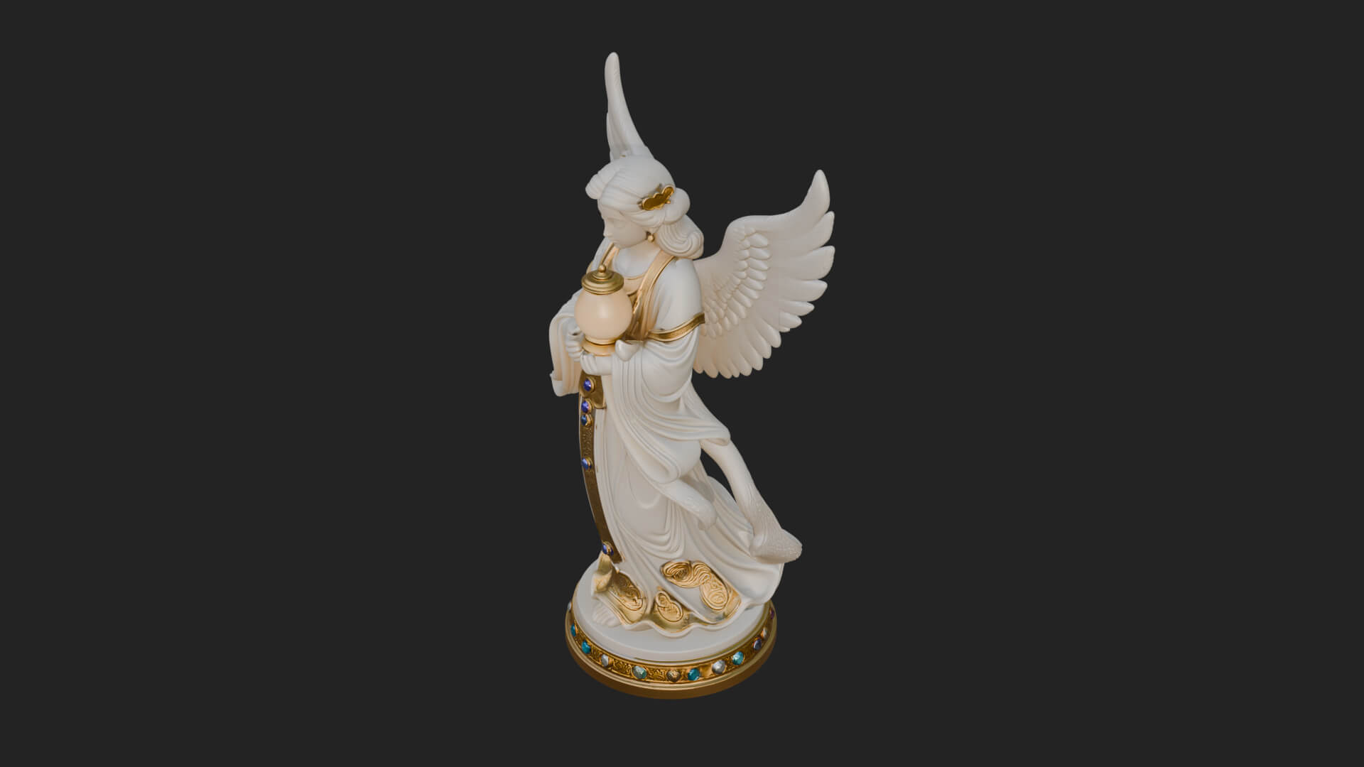 Winged Angel Woman Statue Design 17 3D Print Model 3D Model