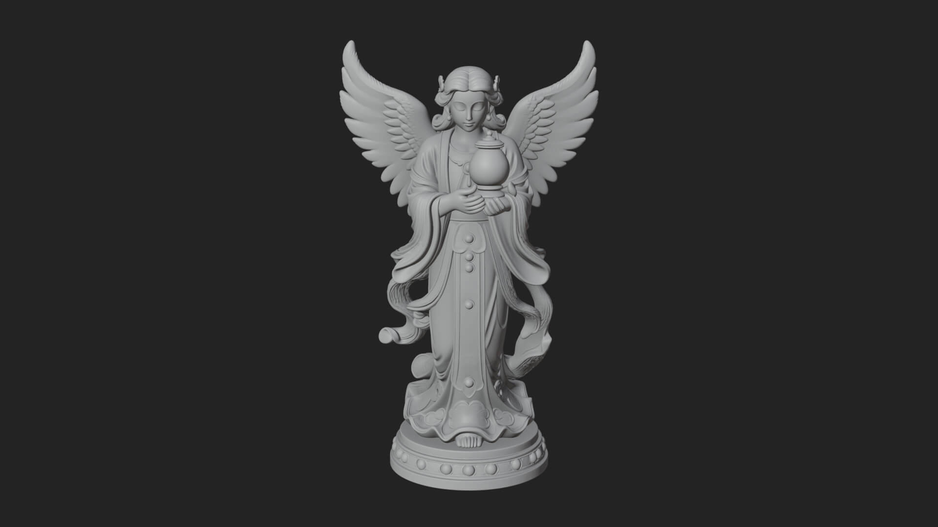 Winged Angel Woman Statue Design 17 3D Print Model 3D Model