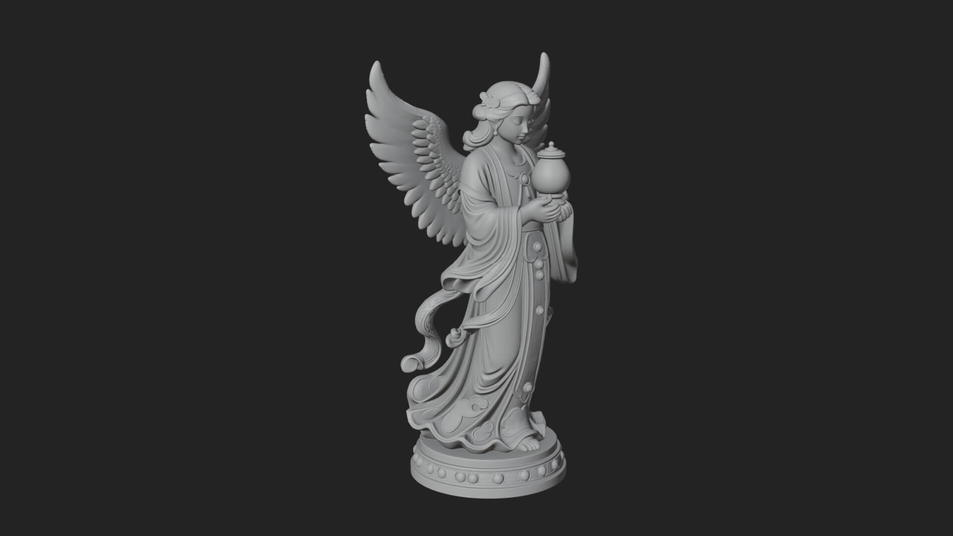 Winged Angel Woman Statue Design 17 3D Print Model 3D Model