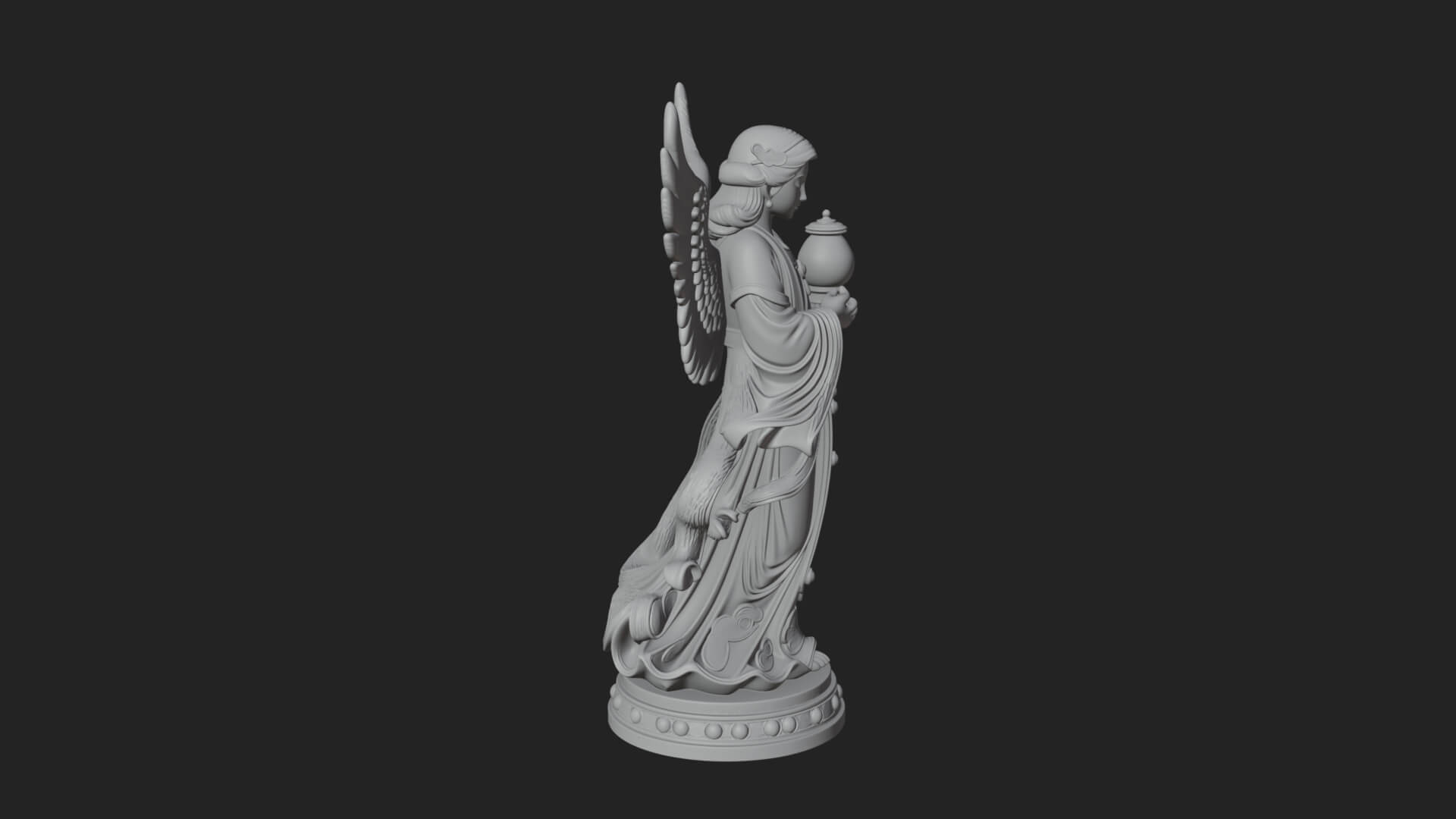 Winged Angel Woman Statue Design 17 3D Print Model 3D Model