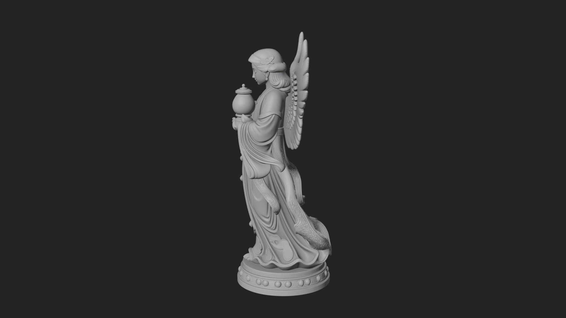 Winged Angel Woman Statue Design 17 3D Print Model 3D Model