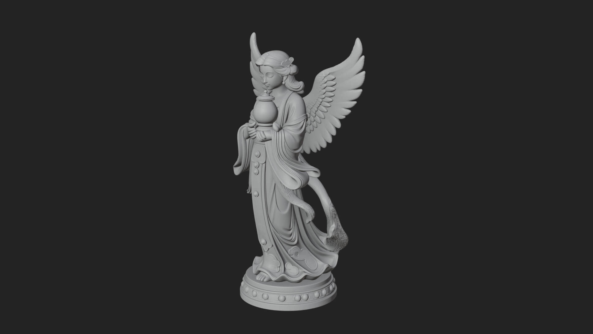 Winged Angel Woman Statue Design 17 3D Print Model 3D Model