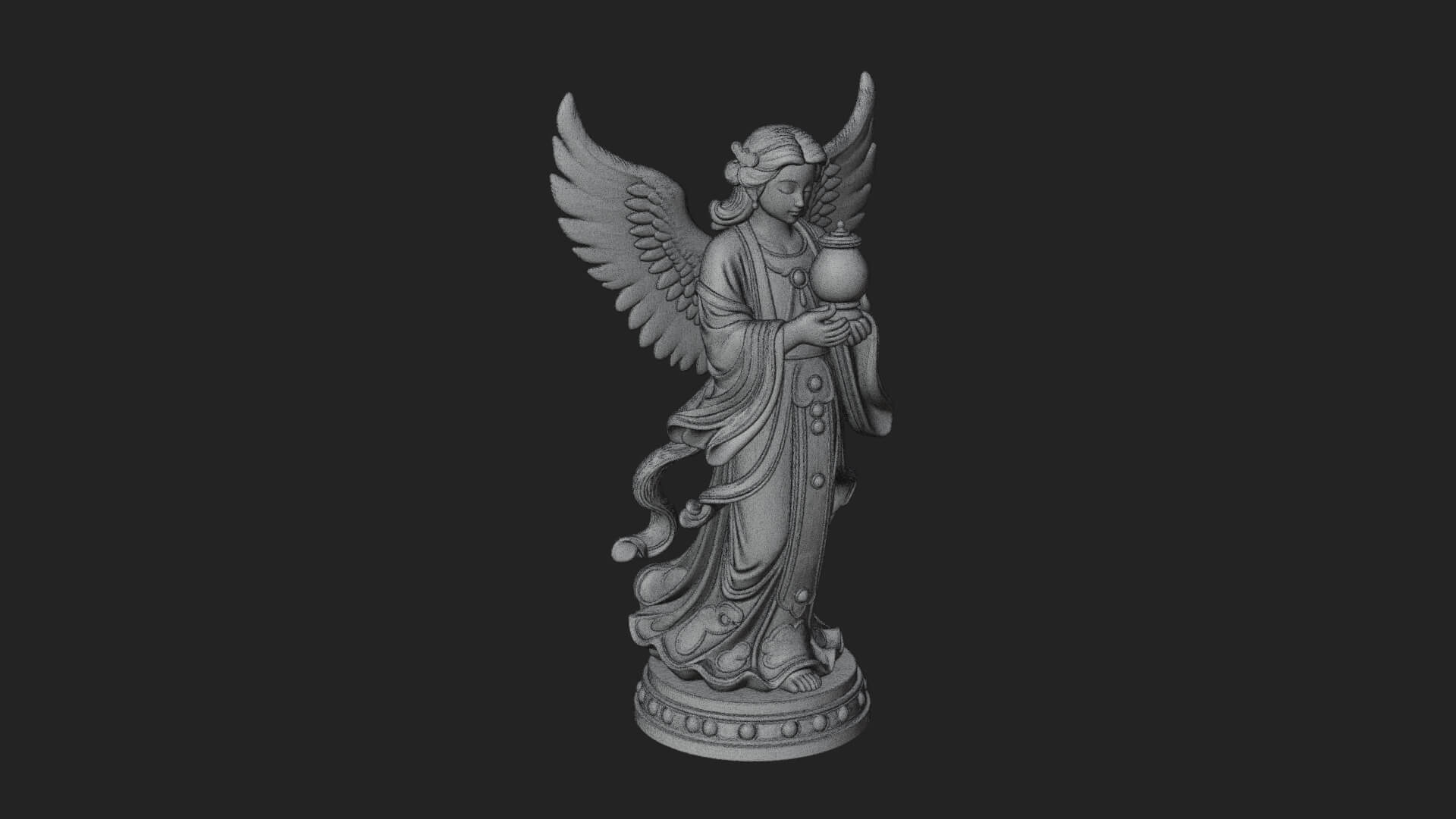 Winged Angel Woman Statue Design 17 3D Print Model 3D Model
