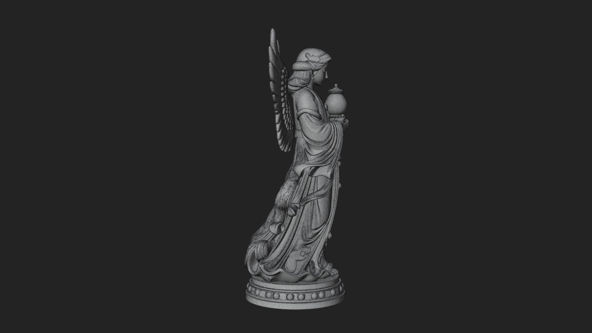 Winged Angel Woman Statue Design 17 3D Print Model 3D Model