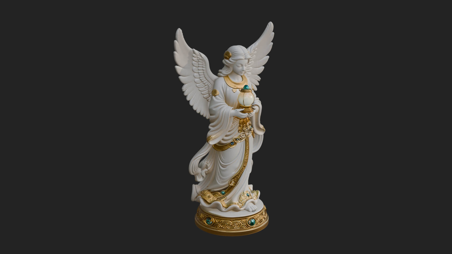 Winged Angel Woman Statue Design 18 3D Print Model 3D Model