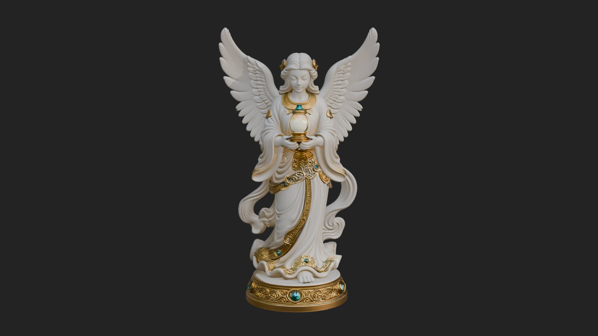 Winged Angel Woman Statue Design 18 3D Print Model 3D Model
